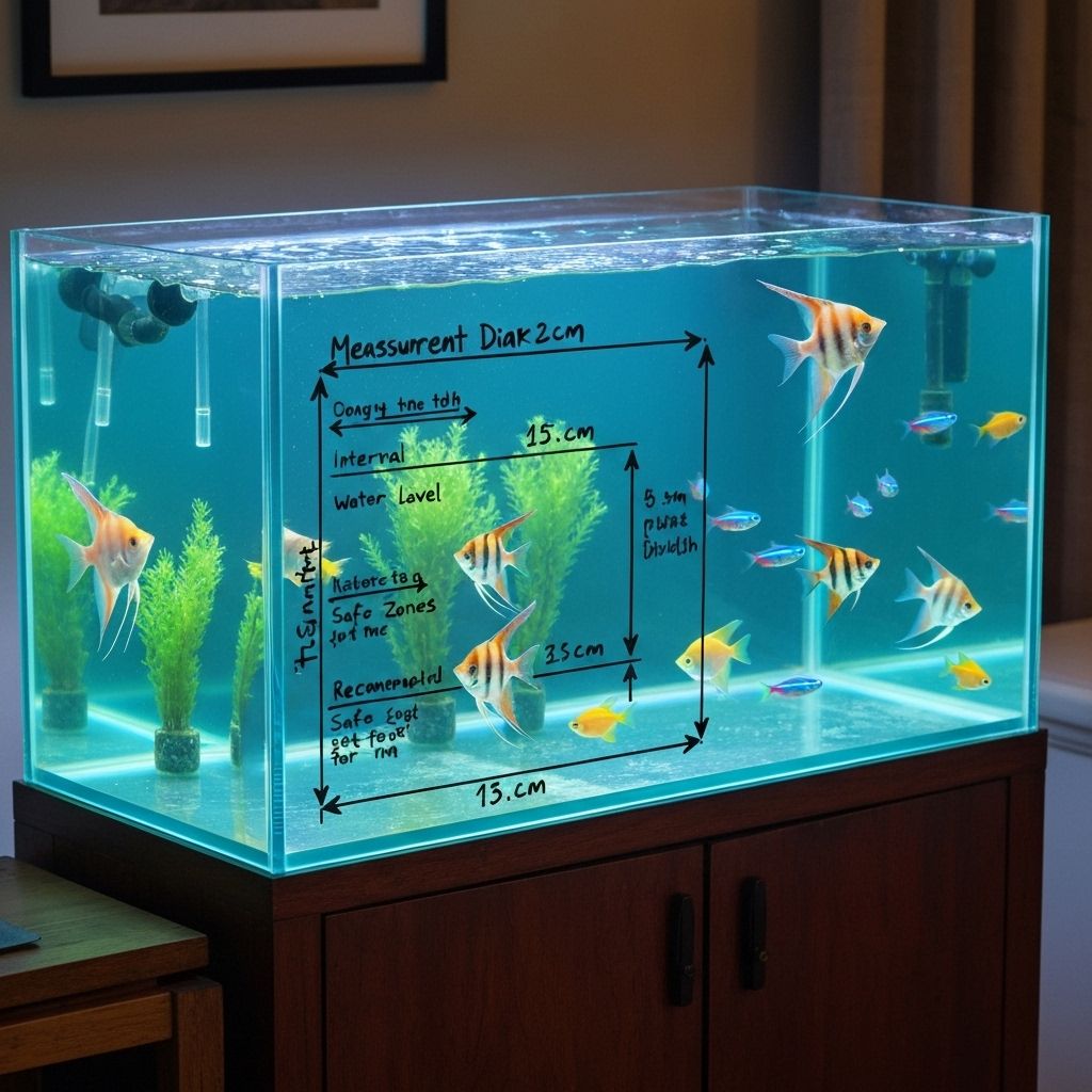Rectangular aquarium with measurement points for volume calculation